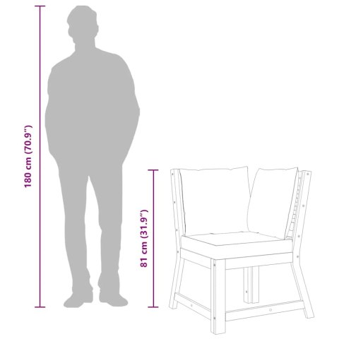 Moduł sofy narożnej z kremową poduszką, lite drewno akacjowe