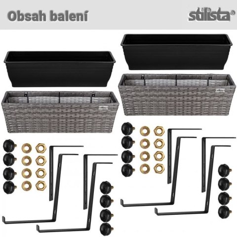 STILISTA Zestaw wiszących doniczek na kwiaty,szary, 2 sztuki