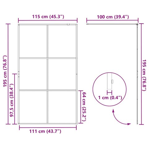 Ścianka prysznicowa, przezroczyste szkło ESG, 115x195cm, czarna