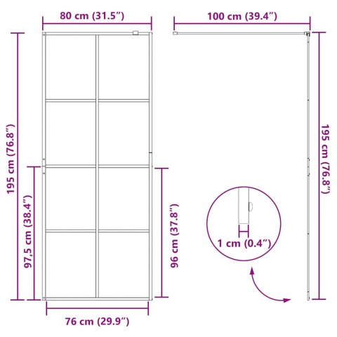 Ścianka prysznicowa, przezroczyste szkło ESG, 80x195 cm, czarna