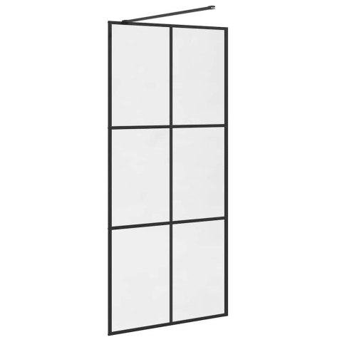 Ścianka prysznicowa, przezroczyste szkło ESG, 90x195 cm, czarna