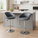 Zestaw 2 antracytowych krzeseł barowych, regulowanych