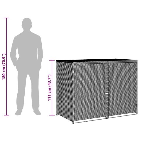 Osłona na 2 kosze na śmieci, rattan PE, antracyt, 148x77x111 cm