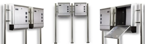 PODWÓJNA SKRZYNKA POCZTOWA WOLNOSTOJĄCA ZE STALI NIERDZEWNEJ