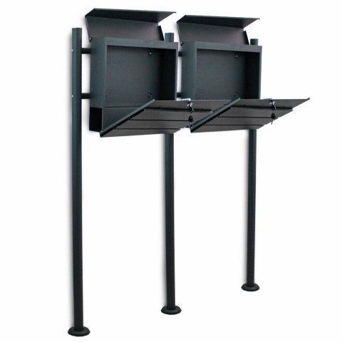 Podwójna Skrzynka na Listy Grafitowa 120 cm Bituxx malowana Proszkowo Gazetnik