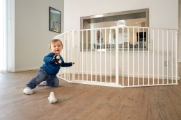 Bramka kojec barierka ochronna dla dzieci i zwierząt 5 paneli 60 cm metal biały ECOTOYS