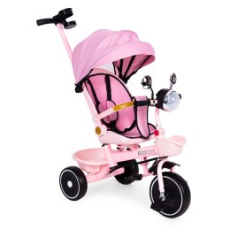 Rowerek trójkołowy dla dzieci spacerówka obracane siedzisko pchacz różowy ECOTOYS