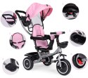 Rowerek trójkołowy spacerówka 2w1 obracane siedzisko składany daszek różowy ECOTOYS