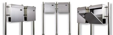 SKRZYNKA POCZTOWA NA LISTY PODWÓJNA NA STOJAKU Z GAZETNIKIEM