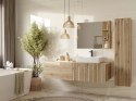 SZAFKA POD UMYWALKĘ TIGO 1D2S DĄB EVOKE 140 CM 2 SZUFLADY RYFLOWANY FRONT WISZĄCA