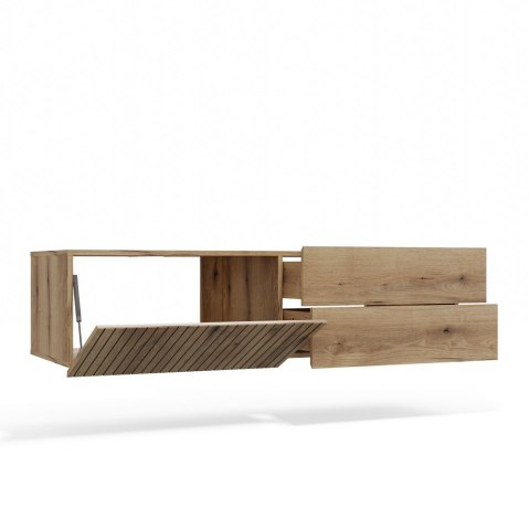 SZAFKA POD UMYWALKĘ TIGO 1D2S DĄB EVOKE 140 CM 2 SZUFLADY RYFLOWANY FRONT WISZĄCA