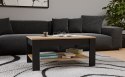 Stolik Kawowy OHIO DĄB ARTISAN CZARNY Ława Półki Do Salonu 93x58x43,5 Cm