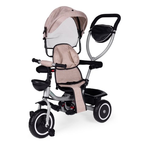 Trójkołowy rowerek spacerówka 2w1 obracane siedzisko składany daszek beżowy ECOTOYS