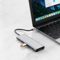 9w1 HUB Adapter USB-C USB-A HDMI SD TF PD 100W mini jack 3.5 4K 60Hz - szary