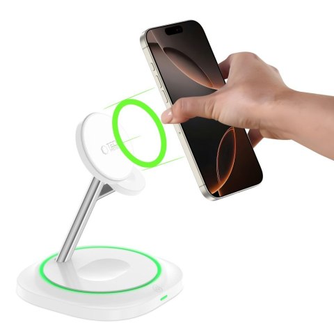 Ładowarka indukcyjna 3w1 do smartfona smartwatcha słuchawek Magnetic MagSafe - biała