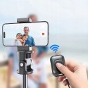 Selfie stick kijek do zdjęć Bluetooth z pilotem tripodem głowicą 148cm - czarny