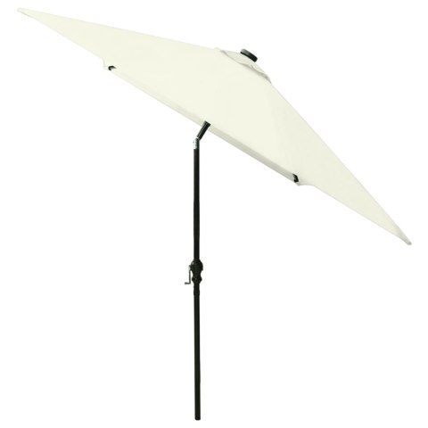 Parasol z lampkami LED, na stalowym słupku, piaskowy, 2x3 m