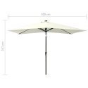 Parasol z lampkami LED, na stalowym słupku, piaskowy, 2x3 m