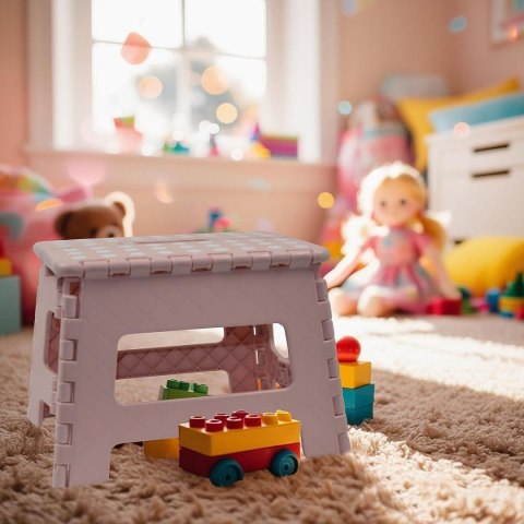 STOŁEK TABORET ANTYPOŚLIZGOWY SKŁADANY RÓŻOWY