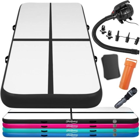 Physionics Airtrack Nadmuchiwana mata, 4 m, czarna