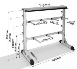 Physionics Stojak na hantle, średnica 25 mm, nośność 300 kg