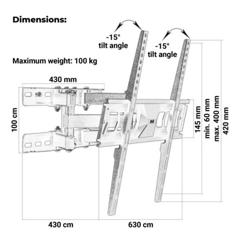 Uchwyt ścienny MOUNTY® do telewizora, VESA 600 x 400