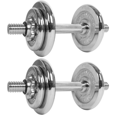 Zestaw hantli MOVIT talerze z gryfami chromowane w teczce, 20 kg