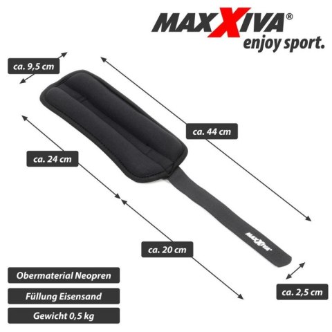 MAXXIVA Mankiety obciążające 2 x 0,5 kg, czarne