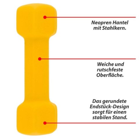 MAXXIVA Zestaw hantli z pokrowcem neoprenowym 2 x 1 kg, żółt
