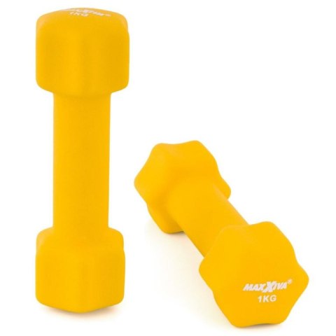 MAXXIVA Zestaw hantli z pokrowcem neoprenowym 2 x 1 kg, żółt