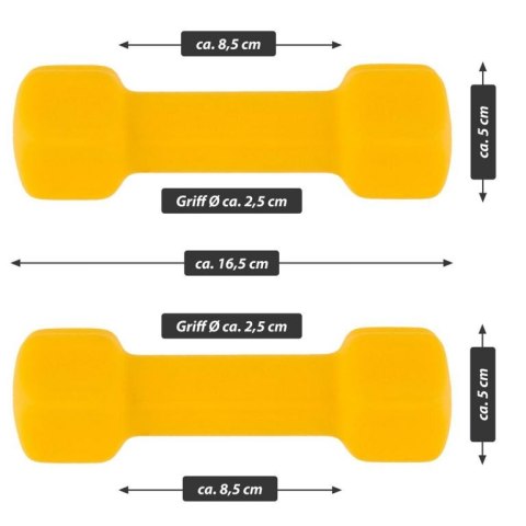 MAXXIVA Zestaw hantli z pokrowcem neoprenowym 2 x 1 kg, żółt
