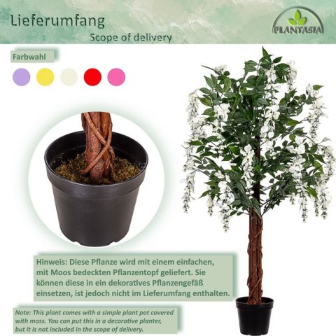 PLANTASIA Sztuczne drzewko, 120 cm, Wisteria krem