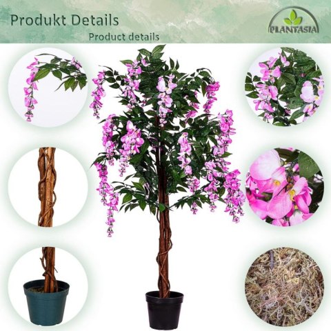 PLANTASIA Sztuczne drzewko, 120 cm, Wisteria krem