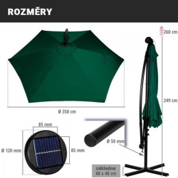 STILISTA Parasol ogrodowy z rączką 3,5m, czerwony + LED