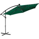 STILISTA Parasol ogrodowy z rączką 3,5m, zielony + LED