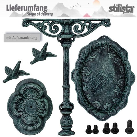 STILISTA Poidło żeliwne dla ptaków 45 x 29 cm, antyczna ziel