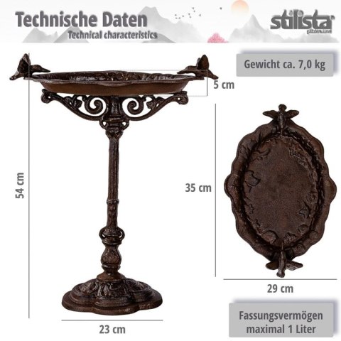 STILISTA Poidło żeliwne dla ptaków 45 x 29 cm, antyczna ziel