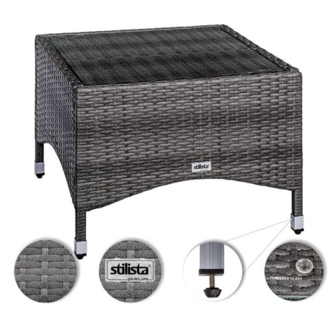 STILISTA Stolik 58 x 58 cm, polirattan, kremowy