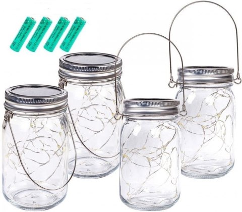 VOLTRONIC Zestaw słoików solarnych 20 LED, 4 szt.