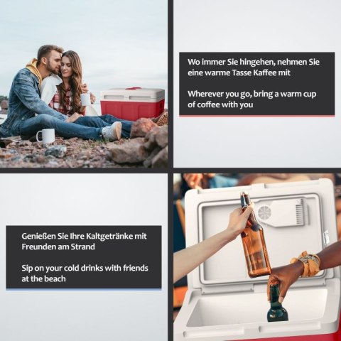 Chłodziarka elektryczna Jago 2 w 1, 40 l, czerwona