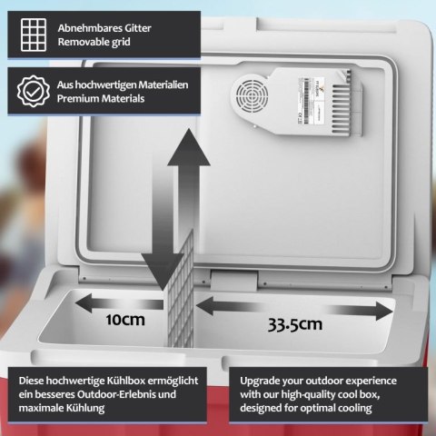 Chłodziarka elektryczna Jago 2 w 1, 40 l, czerwona