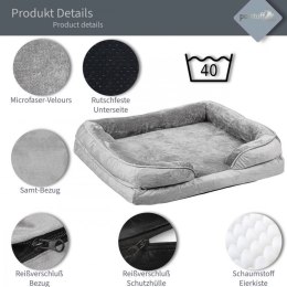 Legowisko dla psa rozmiar L, jasnoszare, 106 x 80 x 18 cm