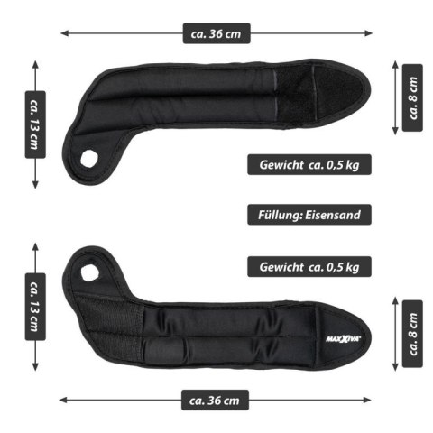 MAXXIVA Zestaw obciążeń 2 x 0,5 kg, czarny