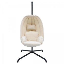 MIADOMODO fotel bujany wiszący beżowy, nośność 160 kg