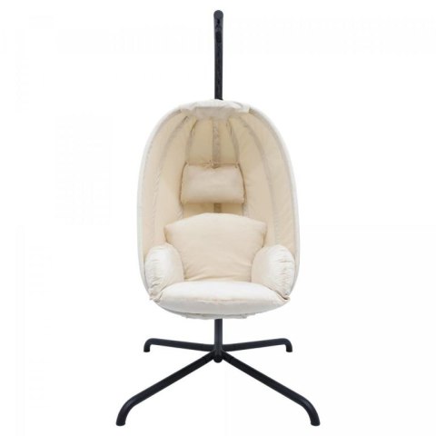 MIADOMODO fotel bujany wiszący beżowy, nośność 160 kg