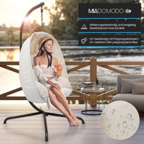 MIADOMODO fotel bujany wiszący beżowy, nośność 160 kg