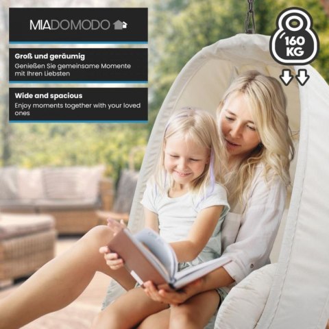 MIADOMODO fotel bujany wiszący beżowy, nośność 160 kg