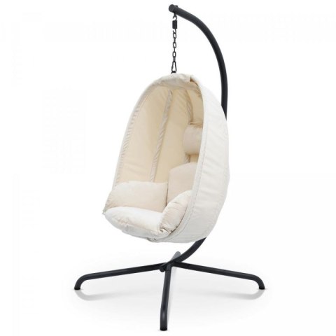 MIADOMODO fotel bujany wiszący beżowy, nośność 160 kg