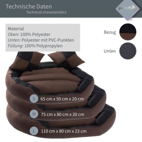 Petstuff Legowisko dla psa , czarno-brązowe,110 x 80 x 23 cm