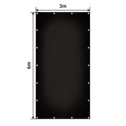 Plandeka JAGO 650 g/m², aluminiowe oczka, czarna, 3x6 m